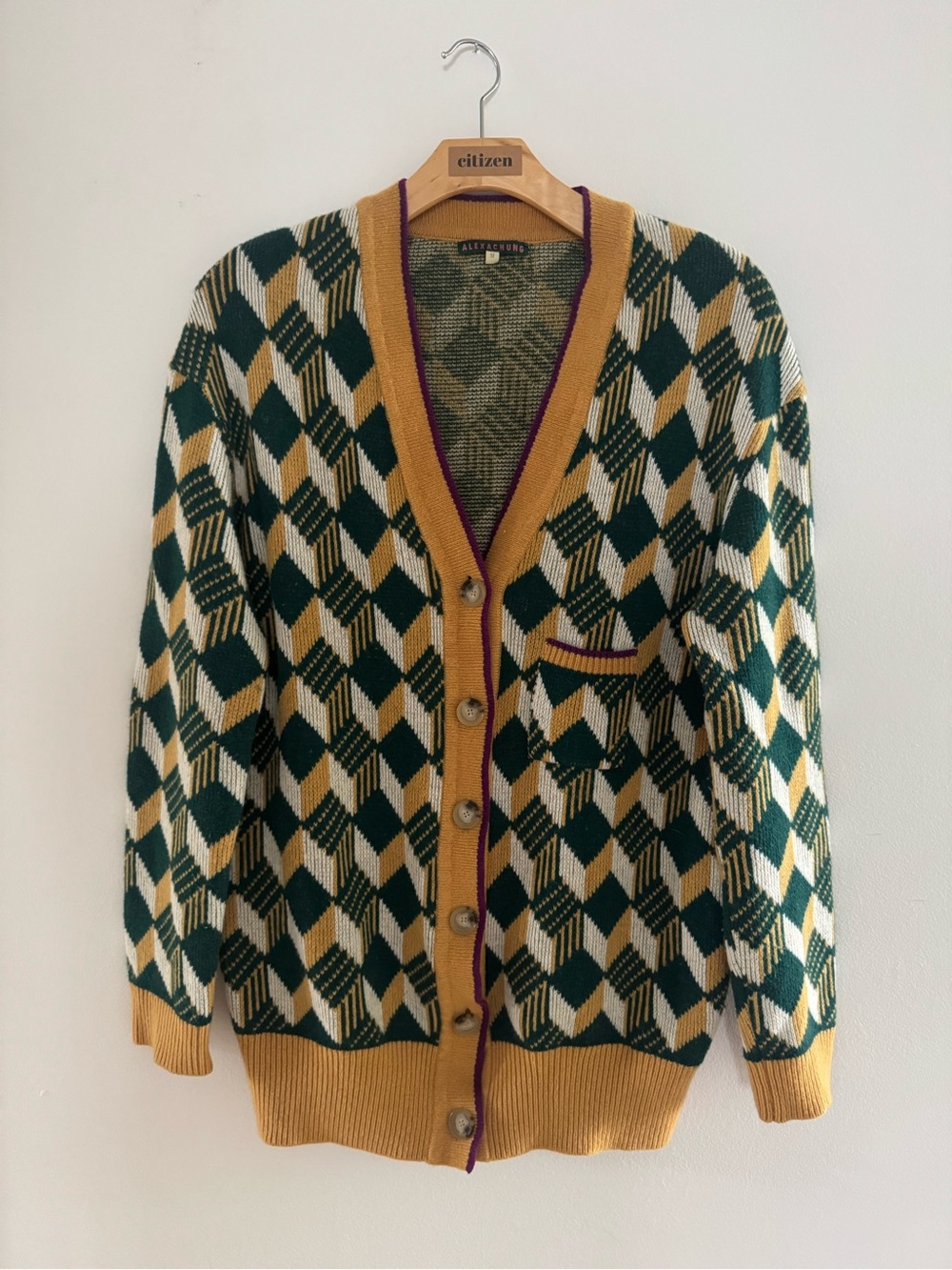 Alexa Chung Oversized Wool Eclectic Grandpa Cardigan- M - Picture 3 of 9